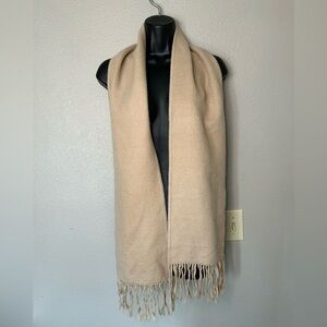 Peruvian Ccahuantico Alpaca Fringe Scarf Wrap Beige Artisan Textile